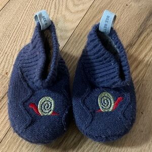 Bombas Navy Knit Baby Booties with Logo
